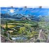 Image 1 : Paul Lalande Signed Painting, Wolves Howling Landscape, 42" x 34.5"