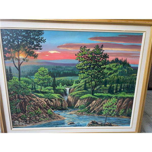Paul Lalande Signed Landscape Painting, 32"x22", Framed 38"x31"