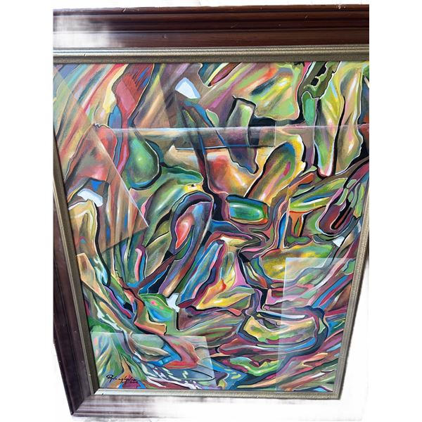 Paul Lalande 2016 Abstract Painting, 30" x 21", Framed 33" x 27"