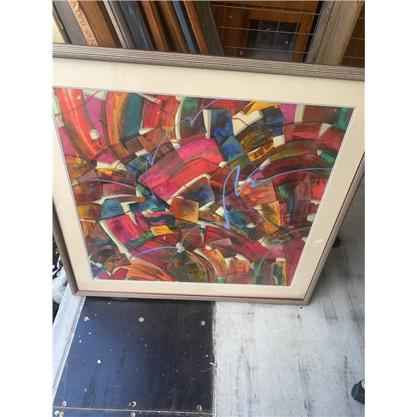 Paul Lalande Signed Abstract Art Print, 30" x 31.5" Image, 40" x 38.5" Framed
