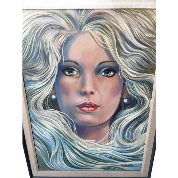 Paul Lalande Signed Portrait Painting With Frame, 26"x36.5"