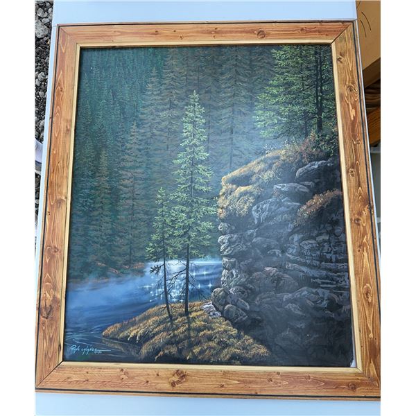 Paul Lalande 2001 Original Forest Landscape Painting, Framed, 33x28.5 in