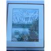 Image 1 : Framed Mountain Lake House Scene Print Signed Paul Lalande