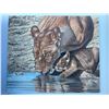Image 1 : Paul Lalande 24x20 Painting of Lioness and Cub at Waterhole