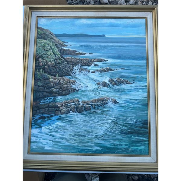 Paul Lalande Original Coastal Landscape Painting, 24x20, Framed 29x25