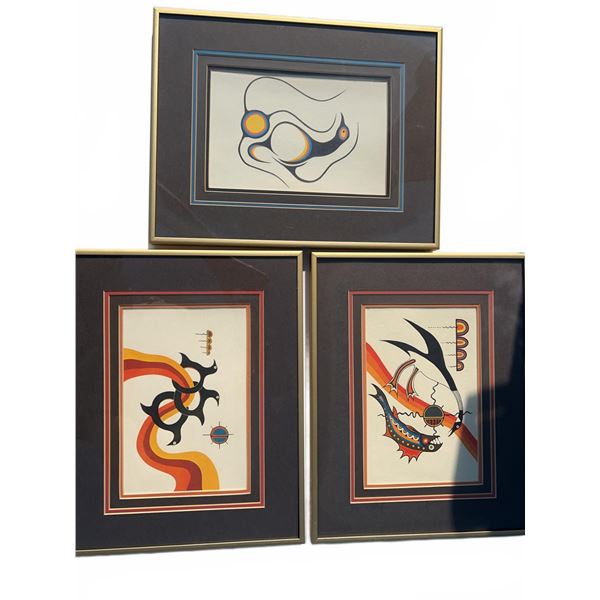 Jackson Beardy Framed Print Lot, Set of 3, Indigenous Art