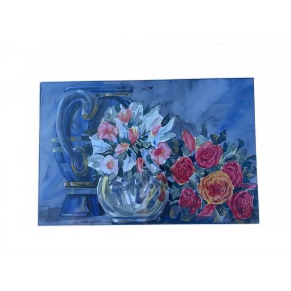 Paul Lalande Floral Still Life Watercolour, 15”x10” Painting, 20”x15” Frame