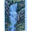 Image 2 : Original Signed Waterfall Landscape Painting by Paul Lalande, 17.5”x9.5”