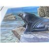 Image 2 : Paul Lalande 1985 Framed Sea Lion Artwork, 26" x 22" Frame