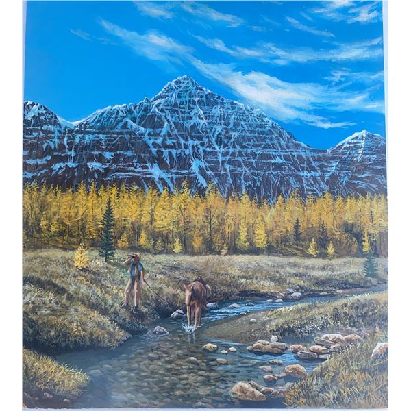 Paul Lalande 2001 Western Mountain Landscape Painting, 28 x 25
