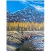Image 2 : Paul Lalande 2001 Western Mountain Landscape Painting, 28 x 25