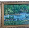 Image 2 : Paul Lalande 2003 Landscape Oil Painting, Framed 38.5 x 15 in