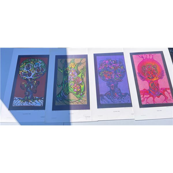 Four 26x16.5” Edith Eichner Tree Art Prints 1980