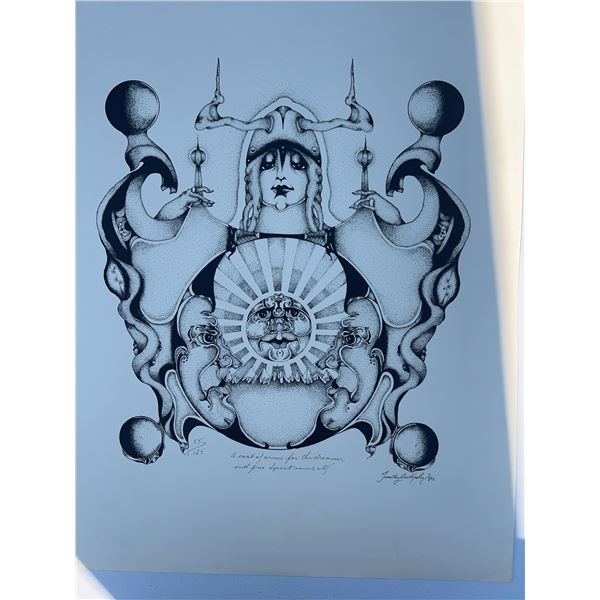 Limited Edition Surrealist Art Print Signed 1978, 23x17.5 Inches