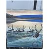 Image 1 : Paul Lalande 1986 Original Acrylic Painting, Caribou Crossing Lake, 31x32”