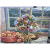 Image 1 : Paul Lalande 32”x24” Still Life Painting With Flowers and Apples