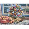 Image 2 : Paul Lalande 32”x24” Still Life Painting With Flowers and Apples