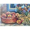 Image 5 : Paul Lalande 32”x24” Still Life Painting With Flowers and Apples