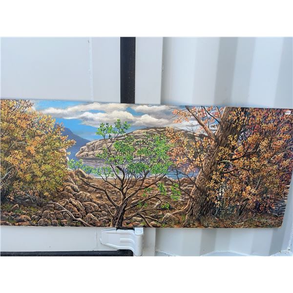 Landscape Painting Signed Paul Lalande, 2003, 40.5” x 17”
