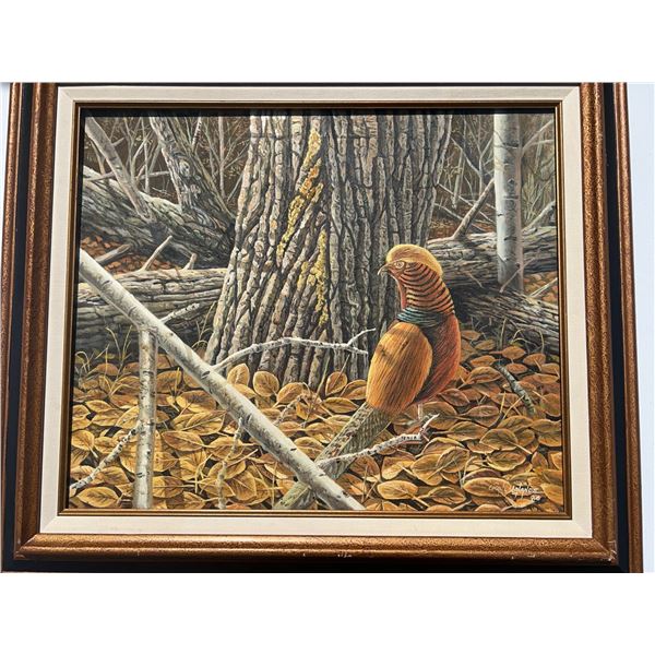 Signed 1986 Original Wildlife Painting, 23.5” x 19.5” Art, 32” x 28” Frame