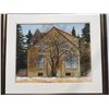 Image 1 : Framed Winter Landscape Painting With House, 20"x16" Artwork, 24.5"x28.5" Frame