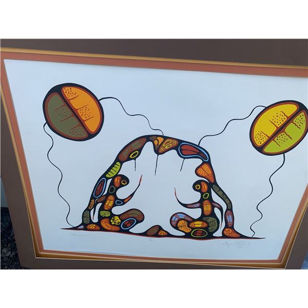 Framed Norval Morrisseau Serigraph 30 x 24.5 Inches