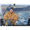 Image 1 : Paul Lalande 2013 Painting, Fisherman and Dog, 37 x 29 Inches