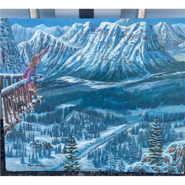 Paul Lalande Original Mountain Landscape Painting, 24 x 20