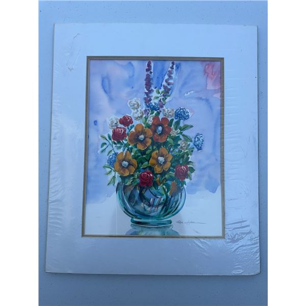 Paul Lalande Flower Bouquet Watercolour, Sealed, 12x9 Inches