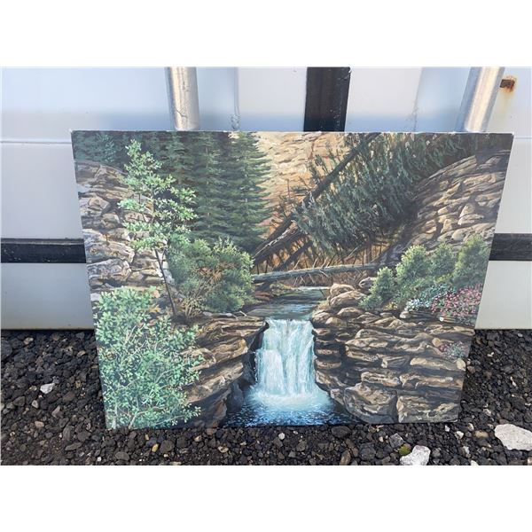 Landscape Oil Painting of Forest Stream, 20 x 16 Inches