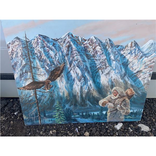 Paul Lalande Oil Painting, Mountain Scene, 24 by 20 Inches