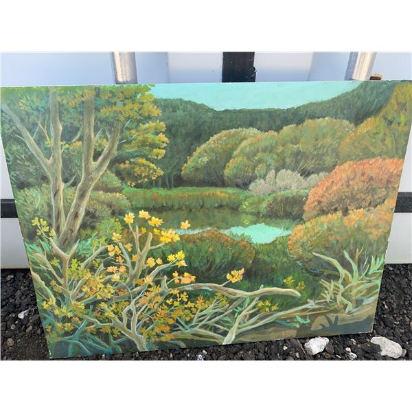 Signed Landscape Oil Painting, 23.5 by 18 Inches
