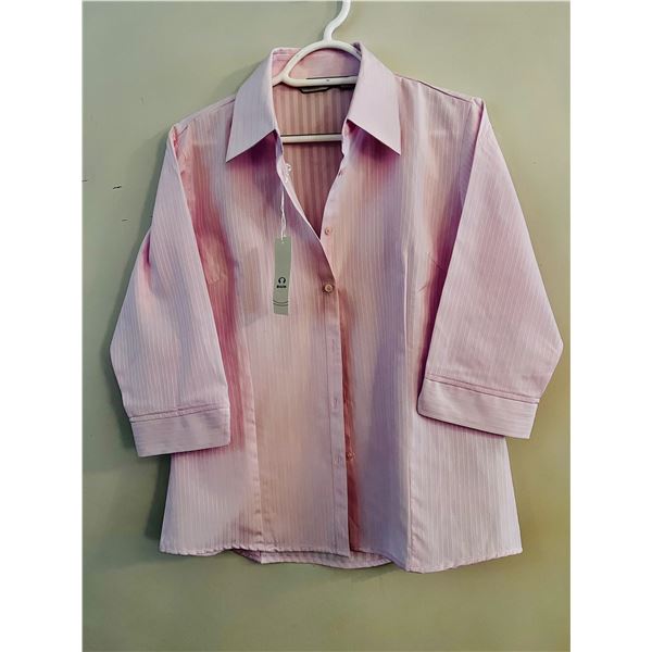 Lot of 10 Biz Collection Women’s Pink Stripe 3/4 Sleeve Business Shirt NWT Size US 6