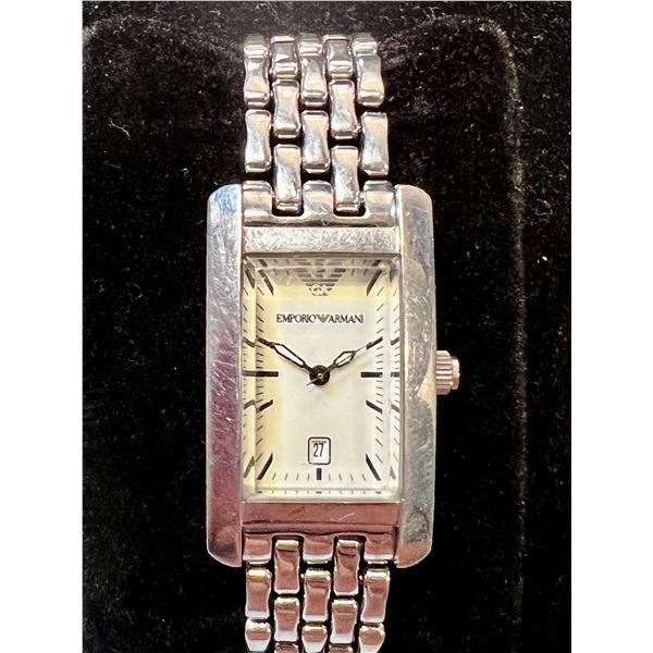 Emporio Armani AR0102 Ladies Stainless Steel Rectangular Watch Date 50M