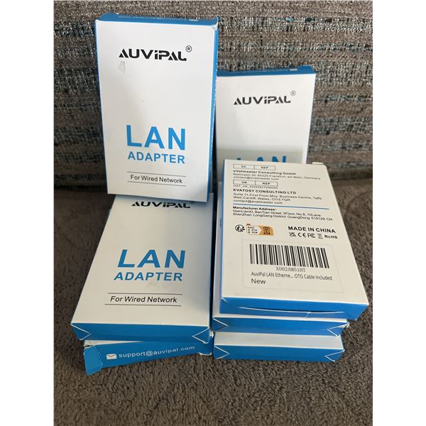 Lot of 8 New AuviPal USB 2.0 LAN Ethernet Adapters with USB Hub