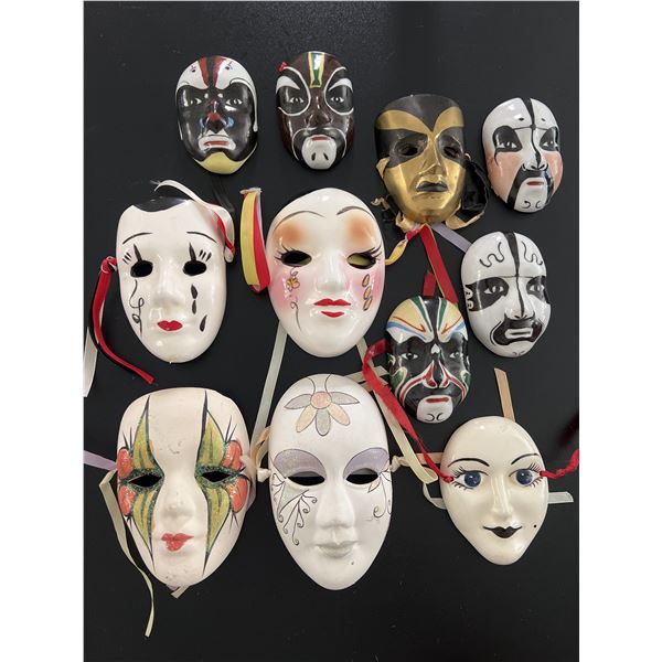 Lot of 11 Decorative Theatrical & Chinese Opera Style Masks