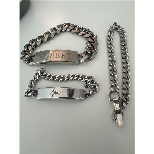 Vintage Speidel U.S.A. ID Necklace & Personalized Avon ID Bracelets – 3-Piece Men’