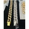 Image 2 : Lot of 8 Rhinestone Cuban Link Fashion Bracelets – Gold & Silver Tone