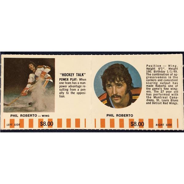 1976-77 COLORADO ROCKIES NHL PUCK BUCKS GAME CARD - PHIL ROBERTO