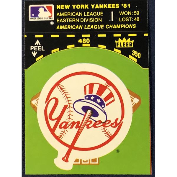 1982 FLEER NEW YORK YANKEES