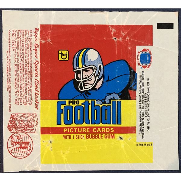1978 TOPPS NFL FOOTBALL WRAPPER