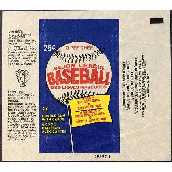 1983 O-PEE-CHEE BASEBALL WRAPPER