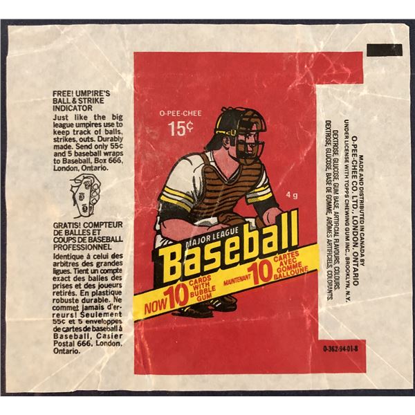 1978 O-PEE-CHEE BASEBALL WRAPPER