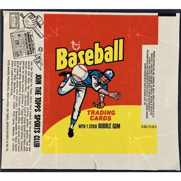 1975 TOPPS BASEBALL WRAPPER