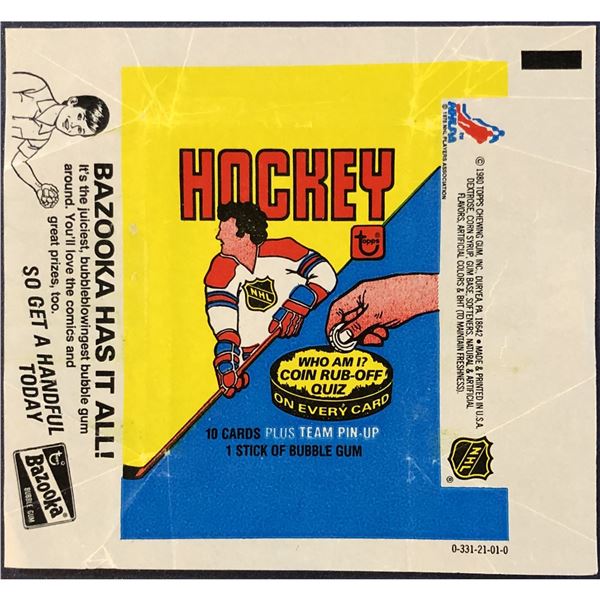 1980-81 TOPPS NHL HOCKEY WRAPPER
