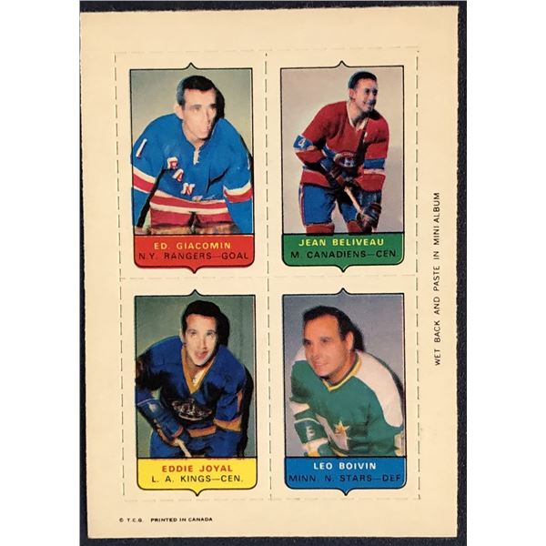 1969-70 O-PEE-CHEE NHL 4-IN-1 -- JEAN BELIVEAU (HOF)