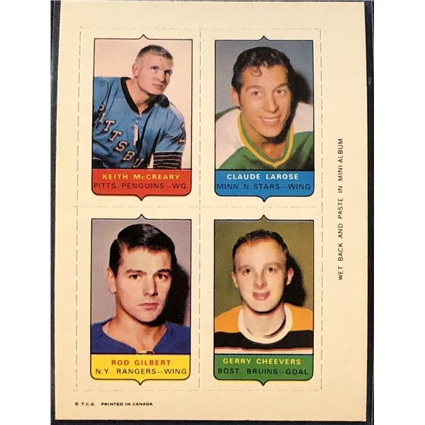 1969-70 O-PEE-CHEE NHL 4-IN-1 -- GERRY CHEEVERS (HOF)