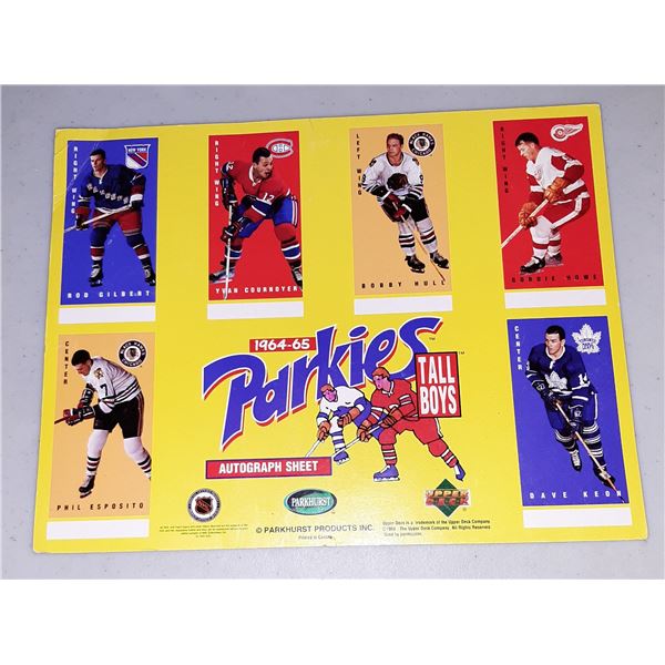 1994-95 Parkhurst Parkies 1964-65 Tall Boys Autograph Sheet
