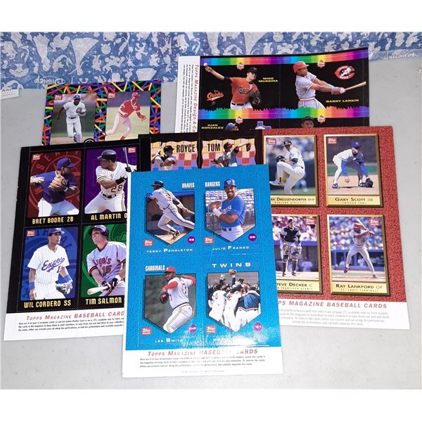 Lot of 6 Topps Magazine uncut 4 card Panels