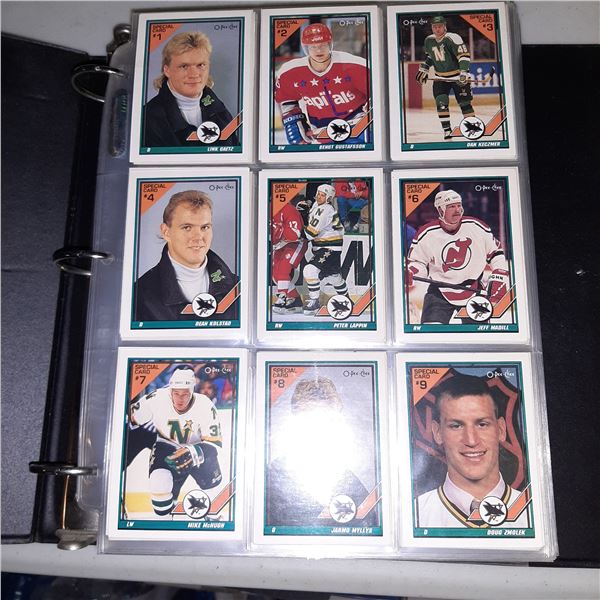 Binder of 1991-92 O-Pee-Chee Hockey cards With Sharks and Russian Inserts
